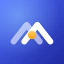 Our Homes app icon: two white roof outlines with an amber dot on an indigo tile