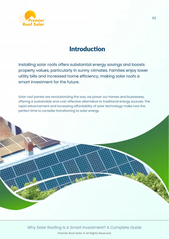 Premier Roof Solar ebook introduction page
